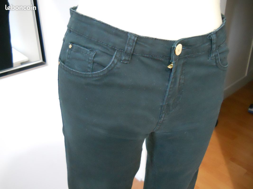 Pantalon slim peau de pêche noir T38 agn (image 2)