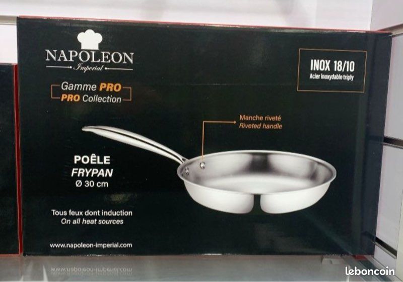 Lot De 3 Poêles Inox 18/10 Triply - 20 Cm - 24 Cm - 28 Cm - Sans