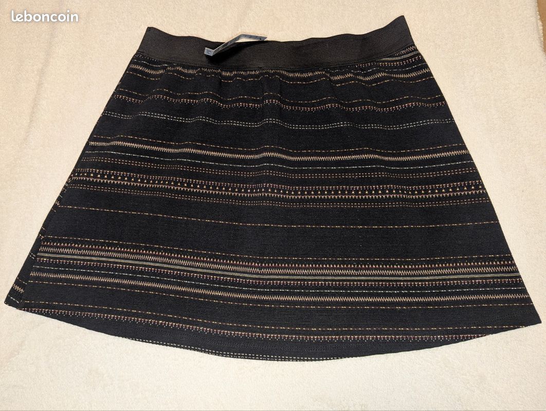Jupe Crayon Etam Taille 42 - 55% Lin 45% Coton, Bleu, Neuve Sans étiquette