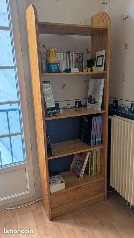 Bibliothèque Pin Massif Laqué Marron – 3 étagères – 84x100x30cm – Lot De 6 Dispo
