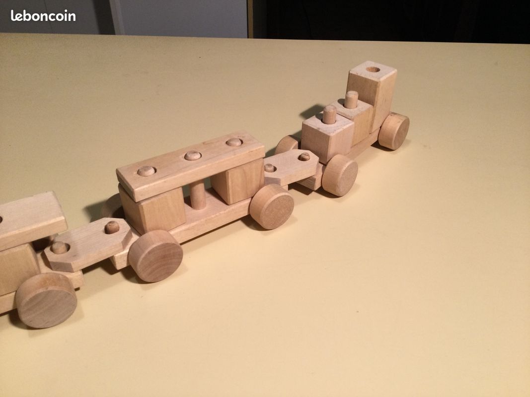Locomotive + wagons en bois - train (image 3)