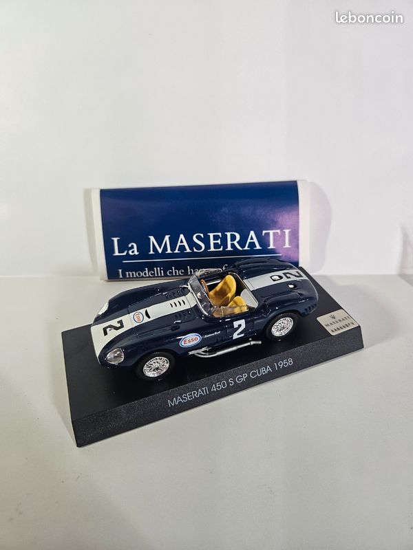 Altaya N°50005 – Maserati 450S GP #2 Cuba 1958, échelle 1/43, Bleue/blanche