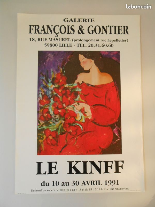 Rare affiche exposition galerie art Le Kinff 1991 peinture (image 1)