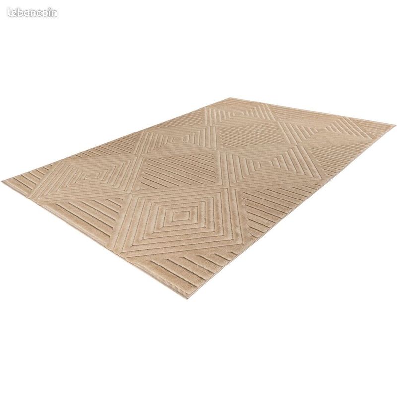 Tapis extérieur et intérieur 3D moderne graphique Bianca Beige 120x170 (image 3)
