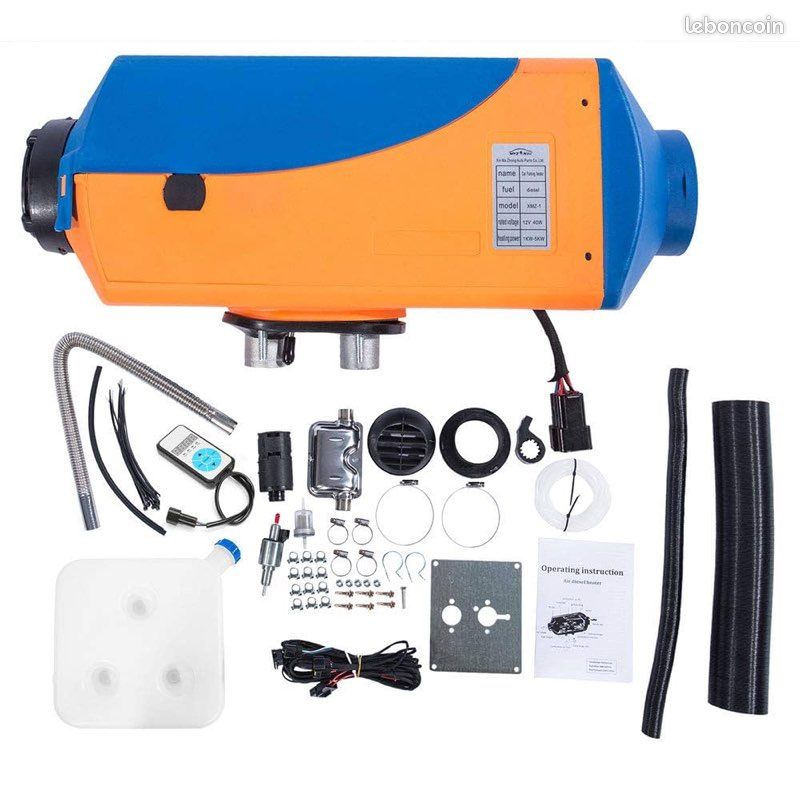 TABODD Chauffage à carburant diesel 12 V 5 kW - Interrupteur numérique silencieux - 5000 W - Pour camions, bateaux, bus, voitures, camping-cars - Orange (image 1)