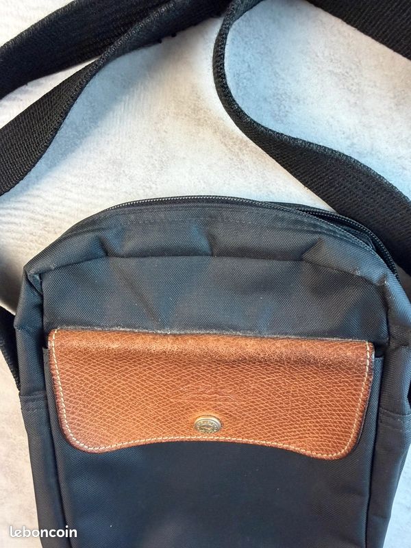 Sac à bandoulière Longchamp vintage noir et marron - Unisexe (image 3)