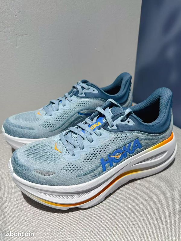 HOKA Bondi 9 Blanc Bleu (image 4)