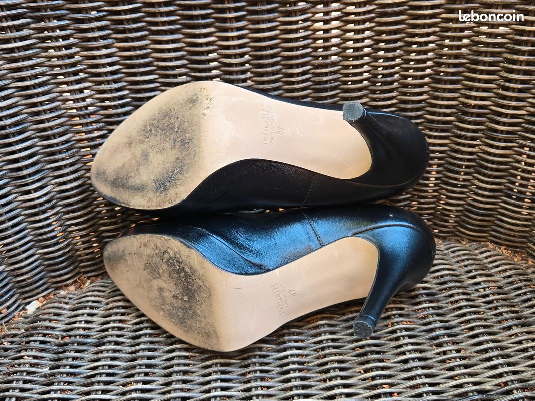 👠✨ Minelli – Escarpins plateforme cuir noir – Made in Spain – Talon 10 cm – T.37 🖤 (image 6)