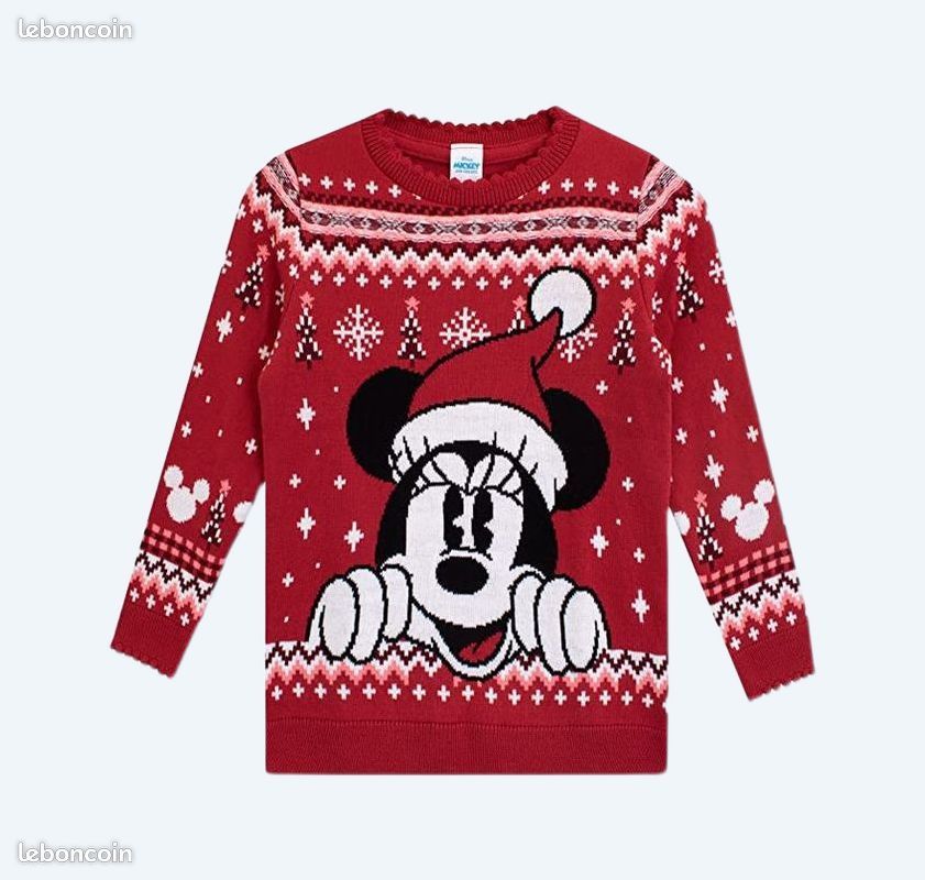 Pull de Noël Disney Fille Minnie Mouse 7-8 ans Vêtements