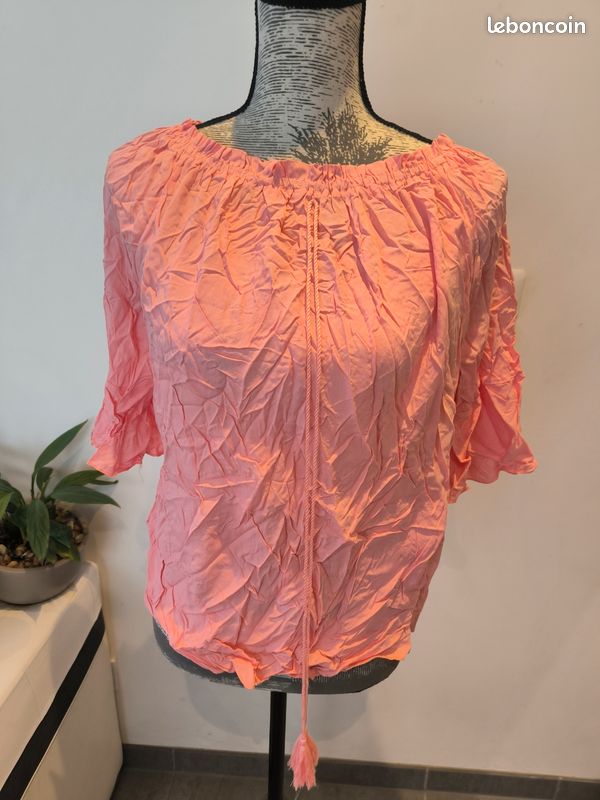 Blouse élégante rose corail (image 1)