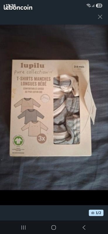 Tee-shirt bébé 2-6mois neuf ( lot de 3) (image 1)
