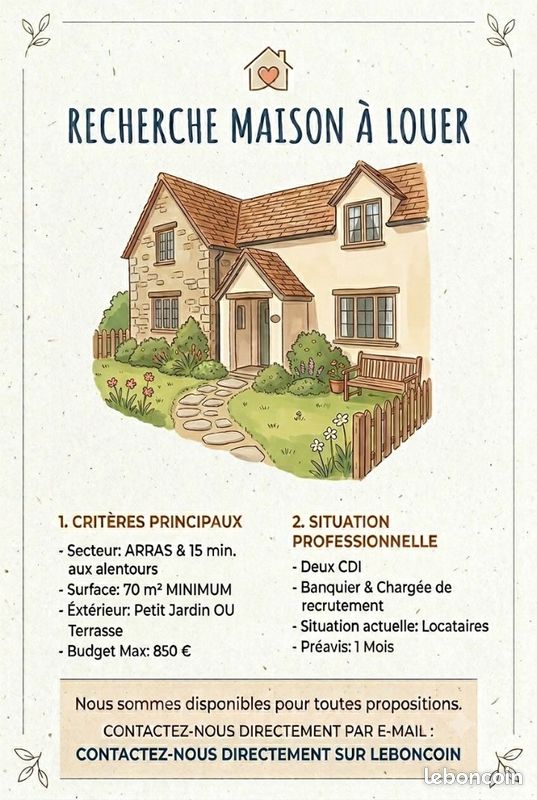 Recherche maison ou appartement secteur Arras (image 1)