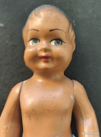 Poupée Ancienne Petit Baigneur – Terre De Pipe – 29 Cm – Sans Marque