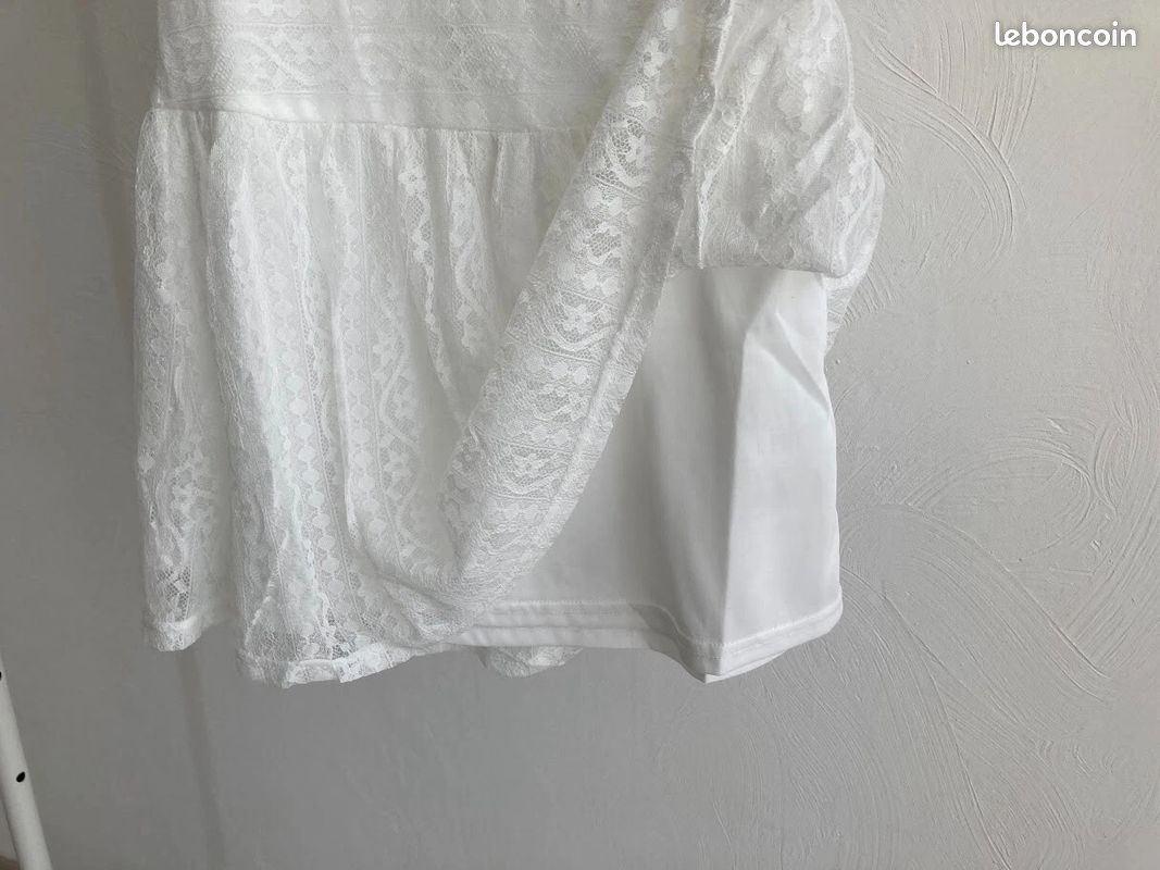 Robe tunique dentelle blanche avec fermeture au dos avec défaut Taille S (image 4)