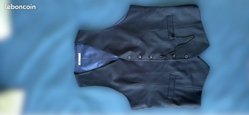 Gilet De Costume Zara Homme - Slim, Laine Bleu - Taille M/L - Occasion
