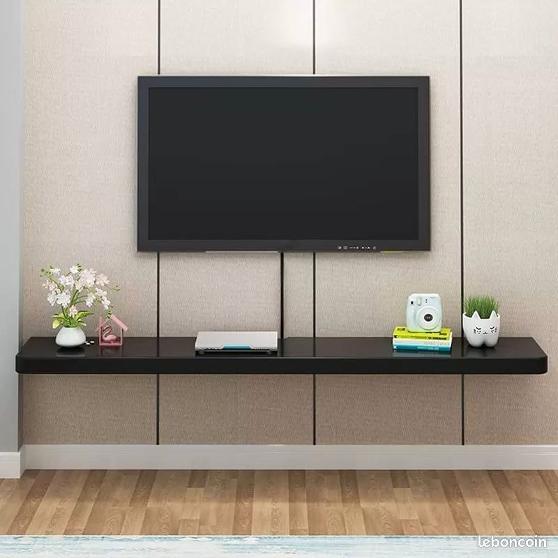 Longue étagère murale noire laquée 2 disponibles (image 1)