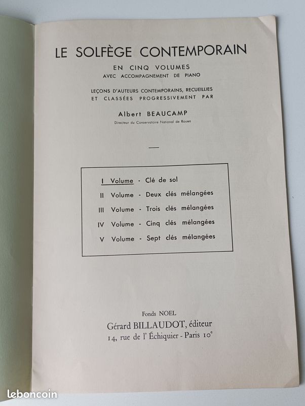 Le solfège contemporain volume 1 Albert Beaucamp (image 2)