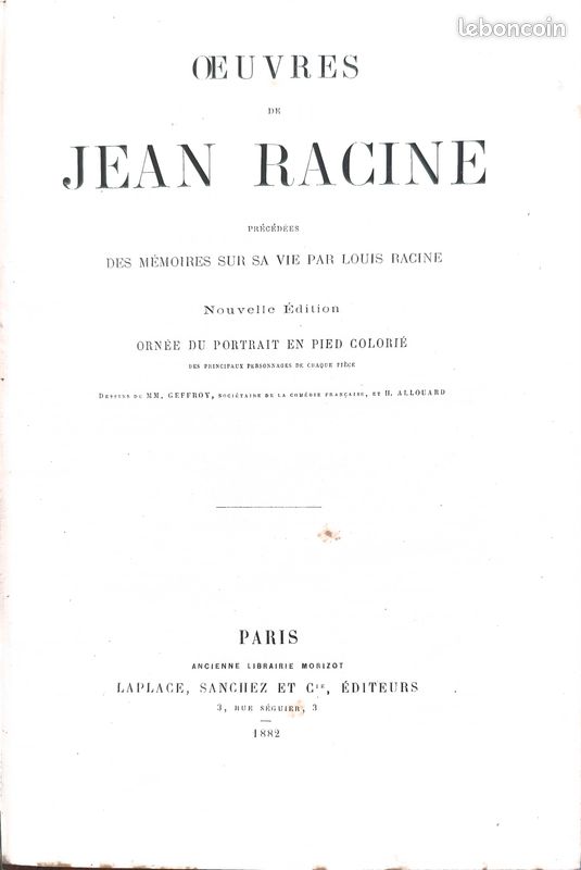 Œuvres de Jean Racine - ( livre ancien) (image 2)