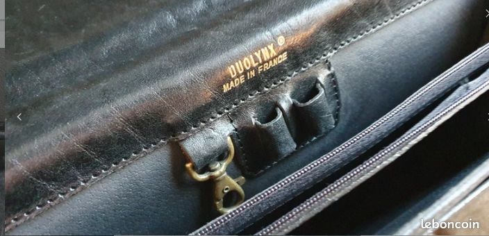 Cartable Vintage En Cuir Noir D & L Paris – Homme – Poche Intérieure