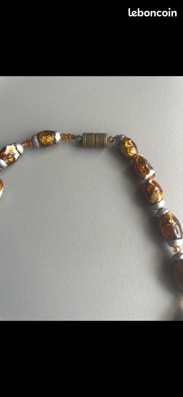 Collier Ancien En Pâte De Verre Murano - Style Sautoir - Occasion En Très Bon état