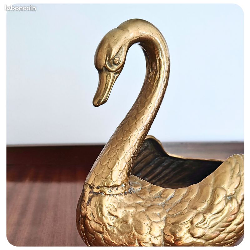 Rare Repose-plat Ancien Cygne En Laiton Massif – Art De La Table France 1900