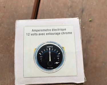 Amperemetre électrique 12 Volts avec entourage chrome