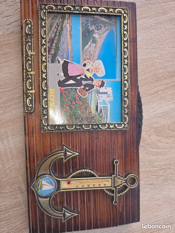 Porte-clés Mural Vintage En Bois Avec Thermomètre - Déco Rétro - Occasion
