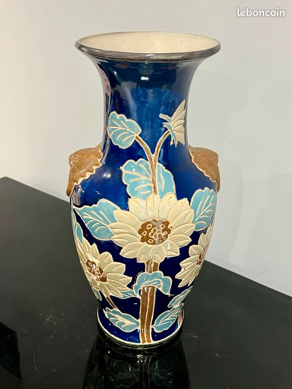 Vase Céramique Vintage 72 Cm Bleu - Paris Prix - Décoration Intérieure