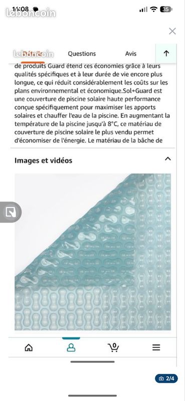 Bâche à bulles 3 x 2 m piscine enterrée ou hors sol 500 microns geobubble fabrication française (image 2)