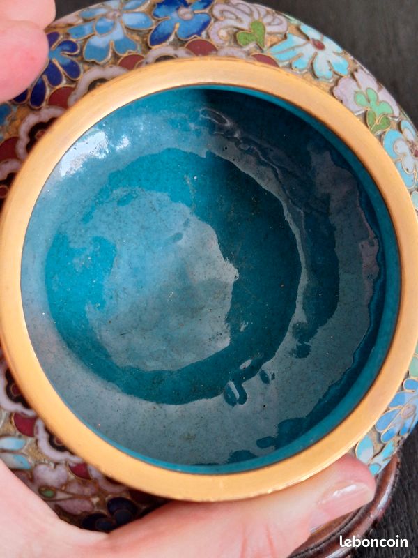 Boîte / Pot en émail cloisonné chinois avec socle (image 8)