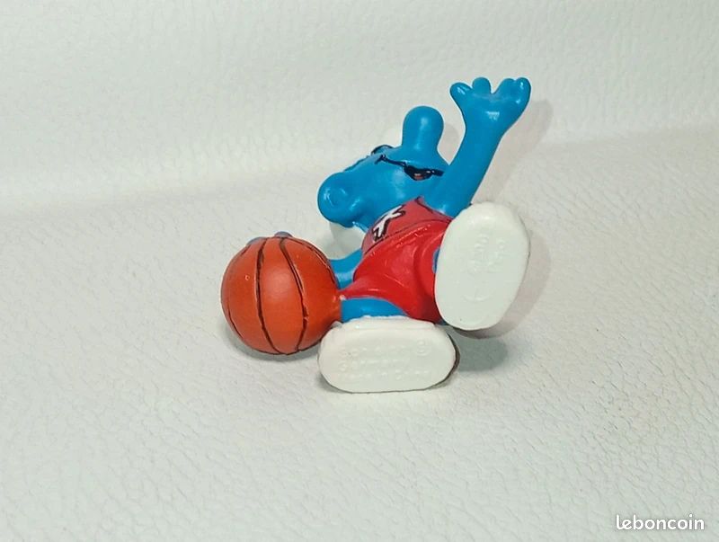Figurine Schleich Schtroumpf Basketteur - Année 1980, 7 Cm, Incomplète, Occasion