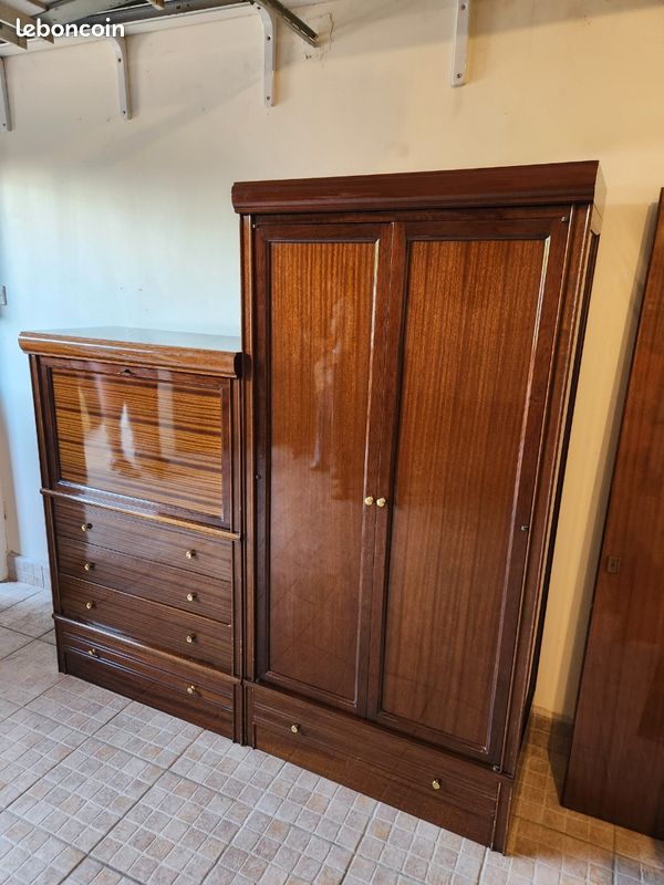 Combiné : Secrétaire et armoire bois (image 1)