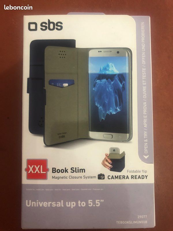 Universal Book Slim pour 5.5 pouces protection à rabat pour téléphone portable polyuréthane (image 3)