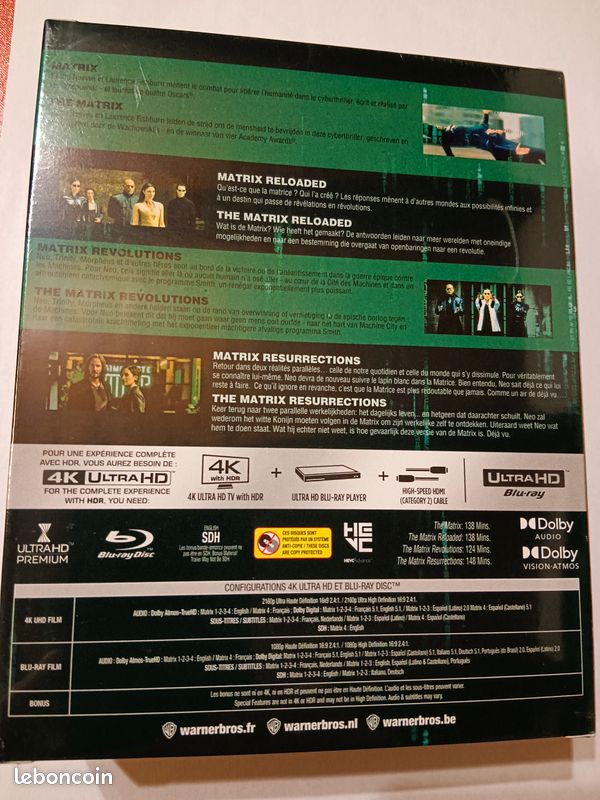 Matrix Coffret 4 Films 4K Ultra HD Blu Ray Neuf Sous Blister matrix-coffret-4-films-4k-ultra-hd-blu-ray-neuf-sous-blister