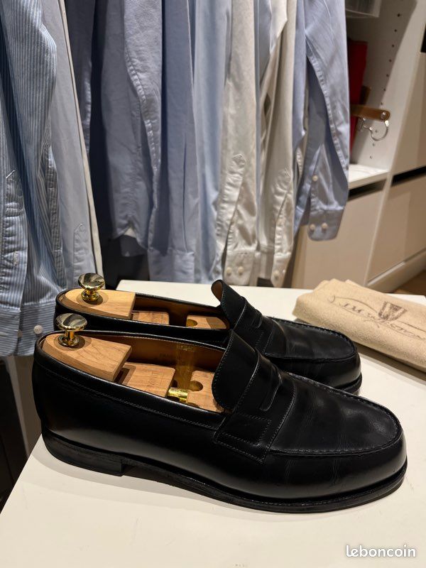 Mocassins JM Weston 180 En Cuir Noir - Taille EU 41 / US 8 / UK 7 - Occasion
