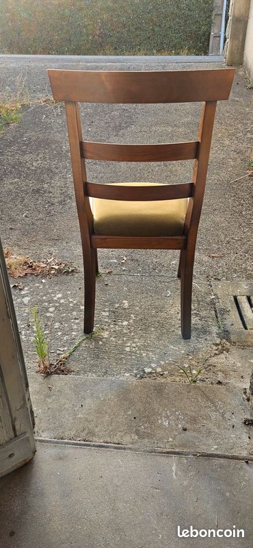 Chaise en bois assise velours vert (image 2)