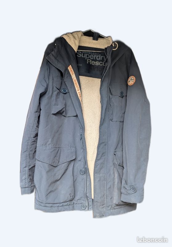 Manteau Court Caban Gris Clair Homme Manteau Hiver Veste Superdry