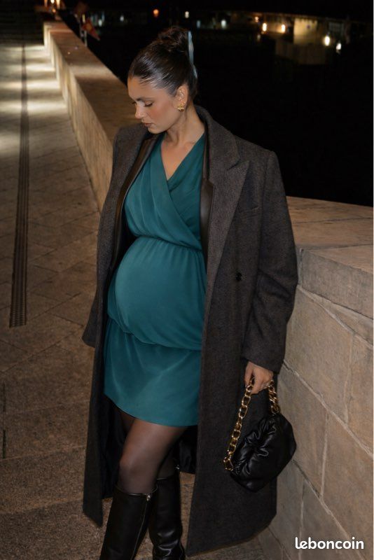 h&m green maternity dress Angel Maternity Cara Emerald Green Maternity Dress main image 1