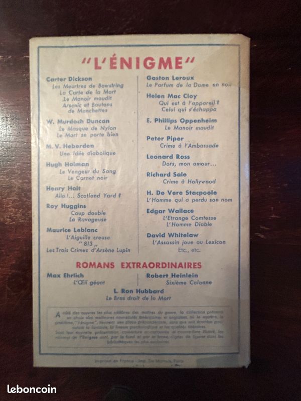 Sixième colonne, Robert A. HEINLEIN, Hachette, coll. L'Énigme - Romans extraordinaires, 1951 (image 2)