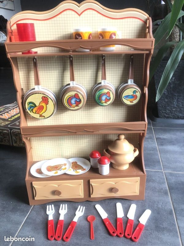 Vaisselier Berchet Vintage Années 70-80 – Jouet Dinette Avec Accessoires