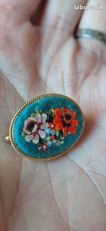 Broche Ancienne Rare - Micro Mosaïque Française - Vintage - Occasion