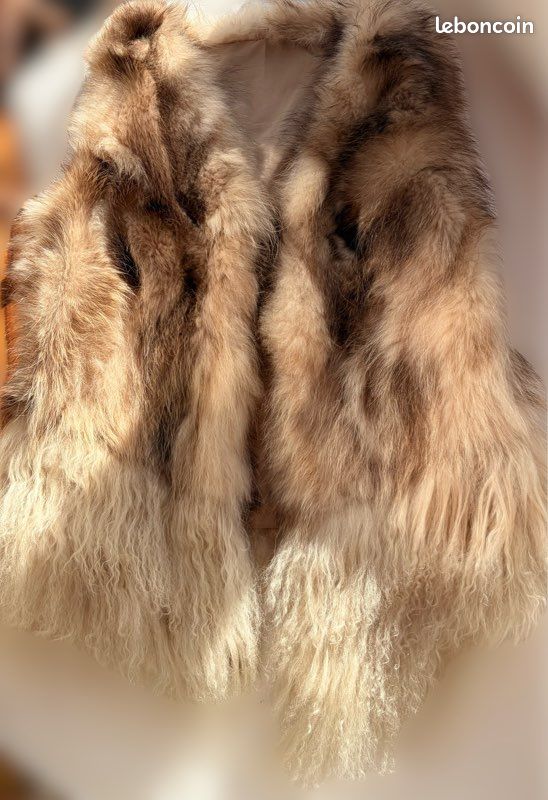 Gilet Sans Manches Jaune Veste Fourrure - Comme Neuf, Taille 38/40/42, Marque Boutique Parisienne