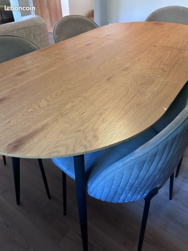 Table extensible + 6 chaises en velours (image 3)