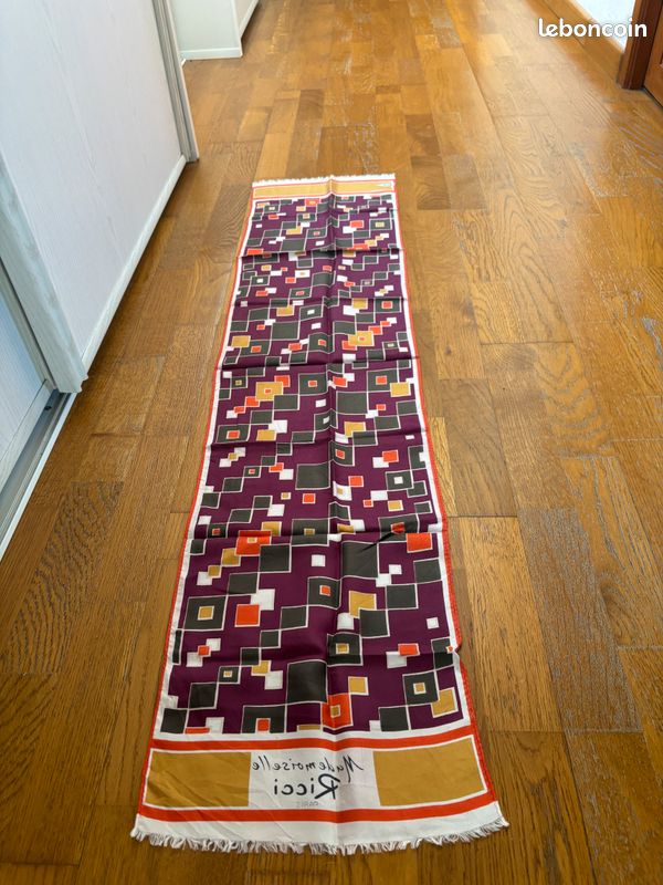 Foulard Carré Vintage En Soie 100% Italie - Fait Main - Multicolore Bohème