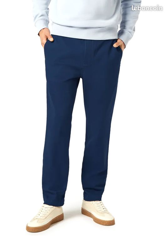 Pantalon taille haute en flanelle bleu marine Litha - The Nines