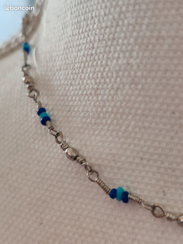 Collier Ras Du Cou Vintage Créateur PARIS - Argenté Et Brillant, Excellent état