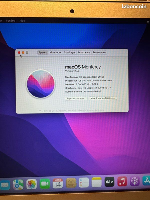 MacBook Air 13 pouces de 2015 - très peu utilise (image 2)