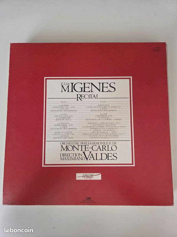 Vinyle Julia Migenes, Orchestre Philharmonique De Monte-Carlo, Maximiano Valdés - Julia Migenes Recital (image 2)