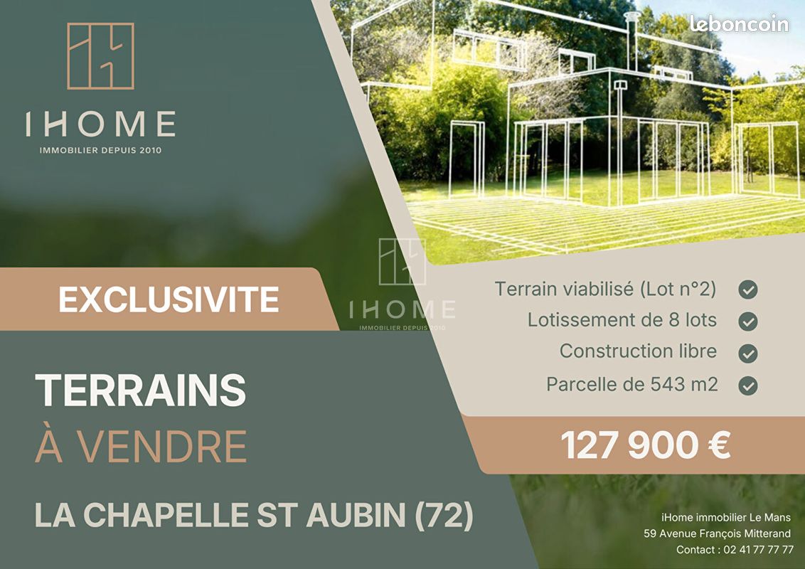 Terrain 543 m² LA CHAPELLE SAINT AUBIN (image 1)