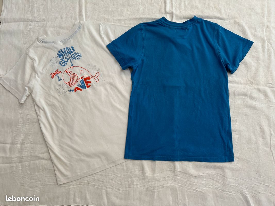 Lot de 2 t-shirts manches courtes La Redoute Collections blanc + bleu | La Redoute